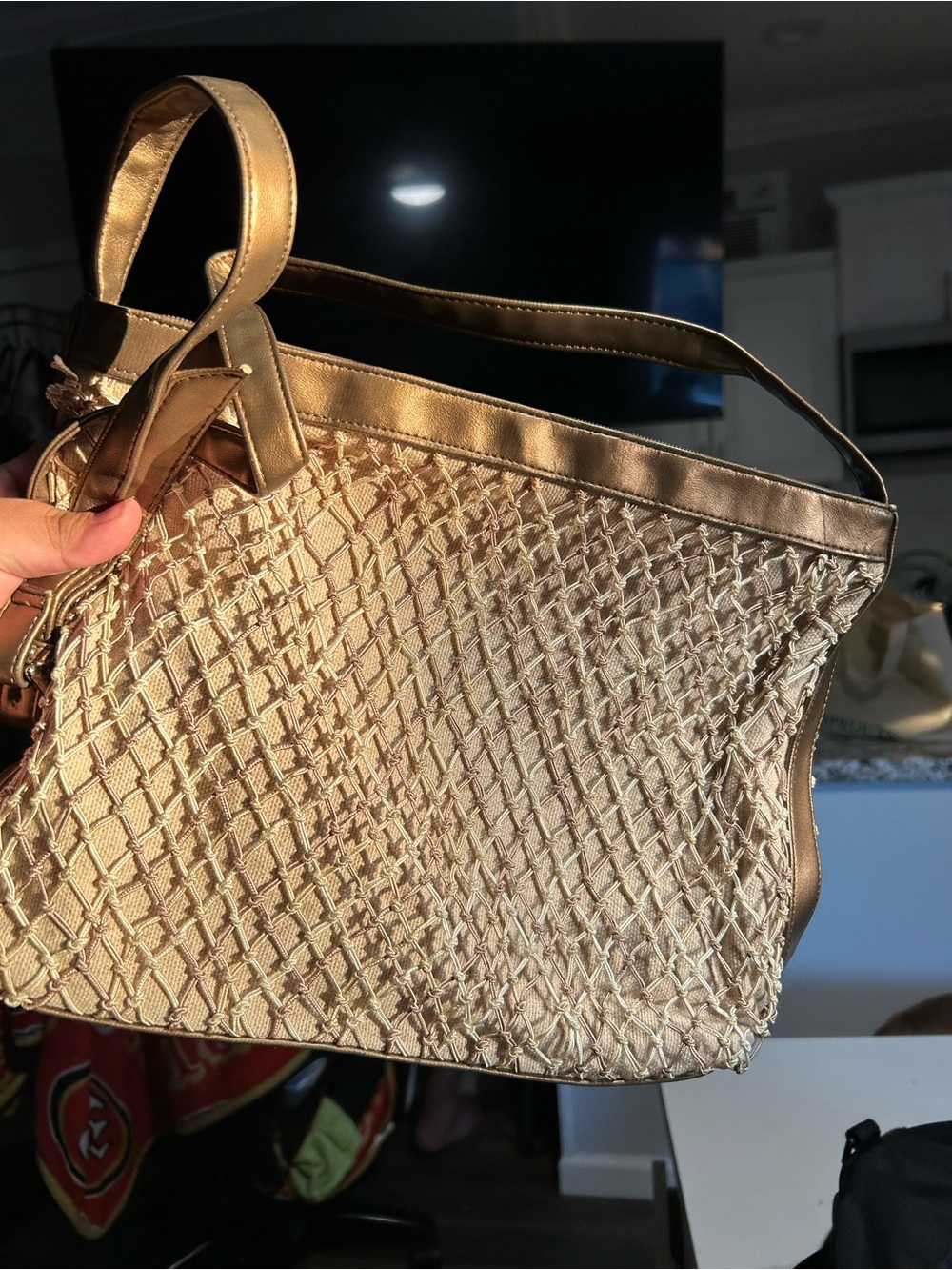 Vtg Cee Klein Gold Woven crossbody Bag
